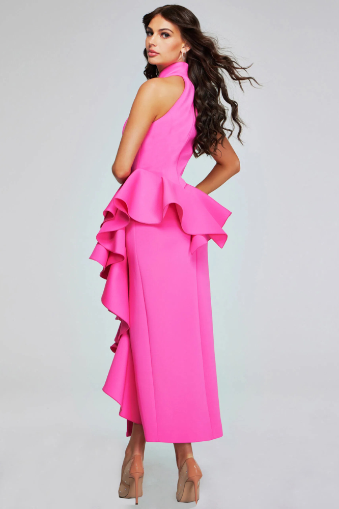 Pink Ruffle Cocktail Dress Size 4 | High Neck Statement Dress - Image 2
