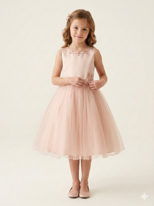 Blush Flower Girl Dress Size 4/5 | Tulle A-Line Wedding Dress