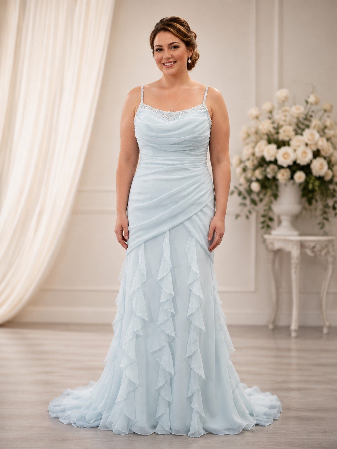 Sophia Impression Blue Private Label Beaded Light Blue Mermaid Wedding Dress - Size 14