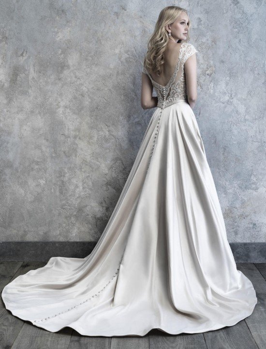 Private Label "Gabriella" (Style MAD-MJ506) Shimmering Lace Crepe Mermaid Wedding Gown – Size 10 (SKU DMB044) - Image 2