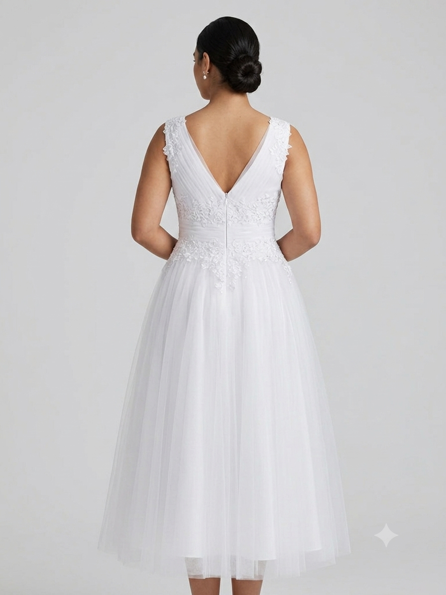 Lily-Bliss Bonny Bridal 2626 Tea-Length Tulle Wedding Dress - Size 12