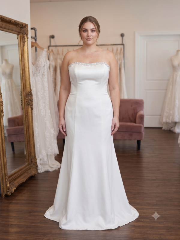 Private Label Ellie Stella 21070 Crepe Wedding Dress Size 14 | DMB034