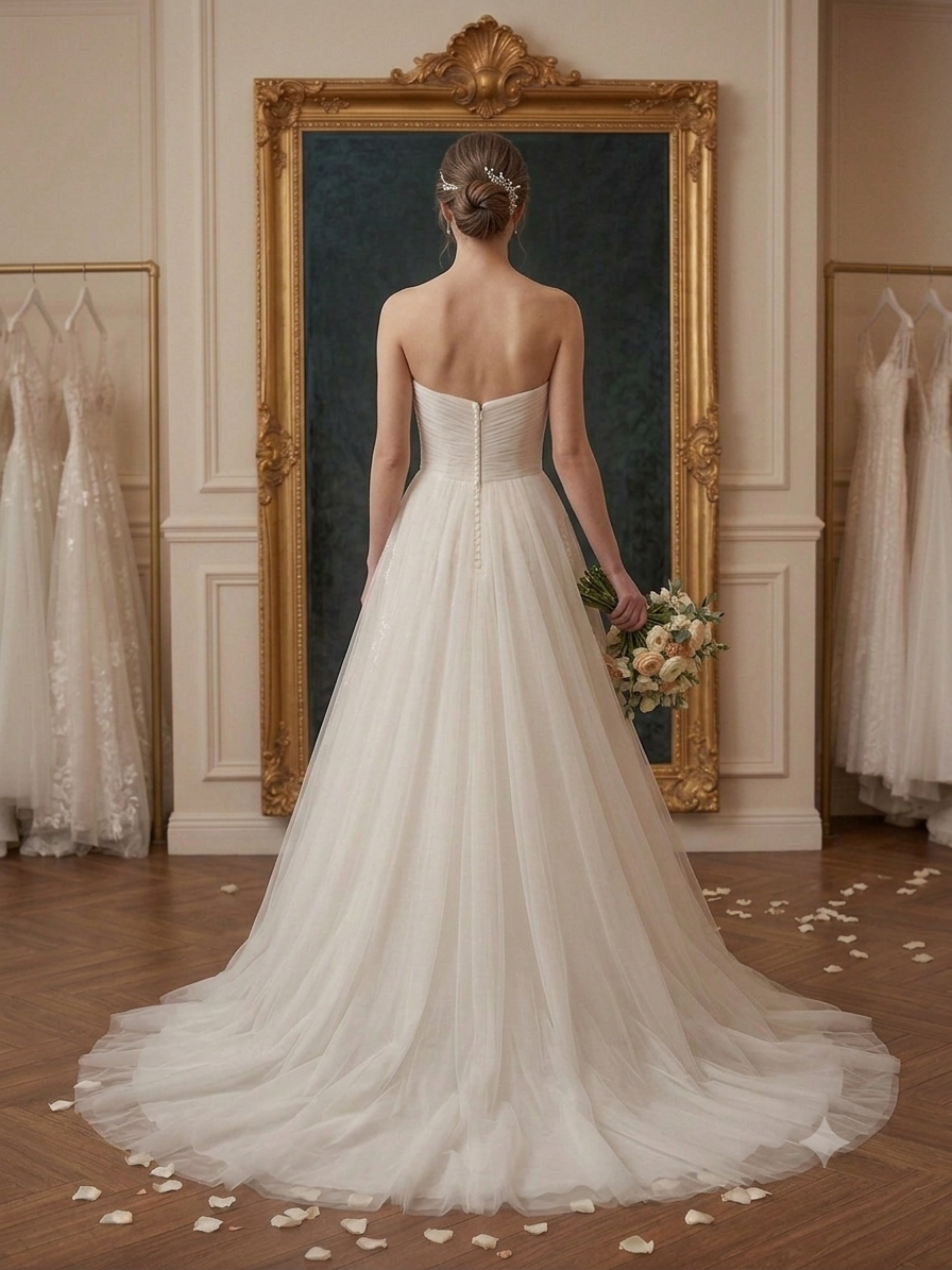 addison-strapless-ruched-tulle-a-line-wedding-dress-dmb009 3