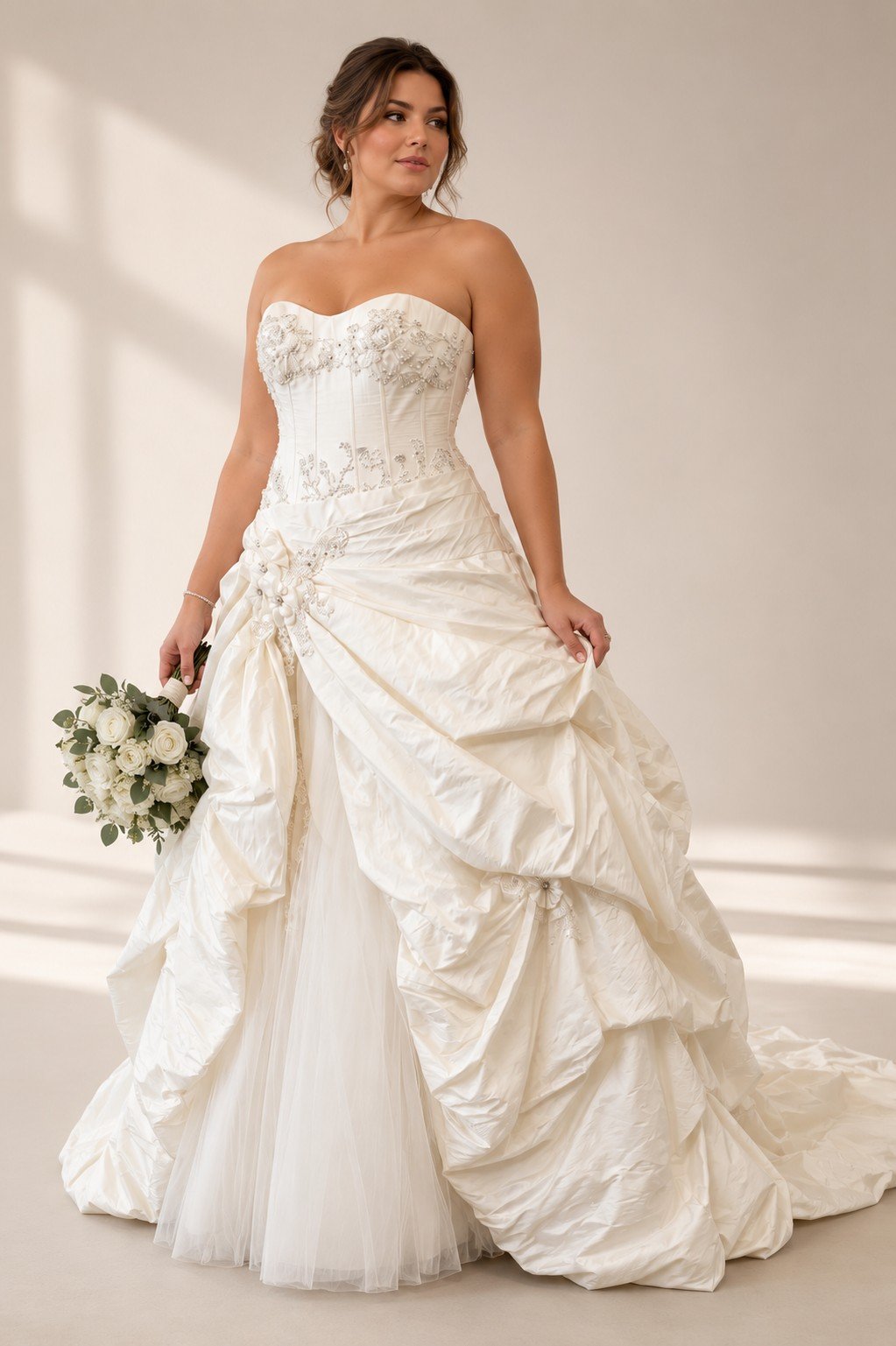 Private Label "Neriah" Beaded Corset Tafteta Pick-Up Ballgown – Size 10 (SKU DMB055)