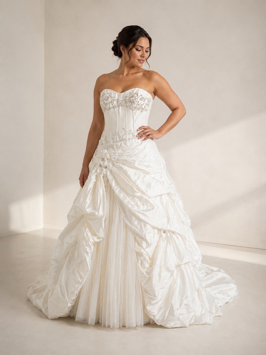 Private Label "Neriah" Beaded Corset Tafteta Pick-Up Ballgown – Size 10 (SKU DMB055) - Image 2