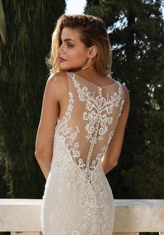 Private Label "Seraphina" (A&V by Justin Alexander 88088) Geometric Lace Wedding Gown – Size 10 (SKU DMB060) - Image 2