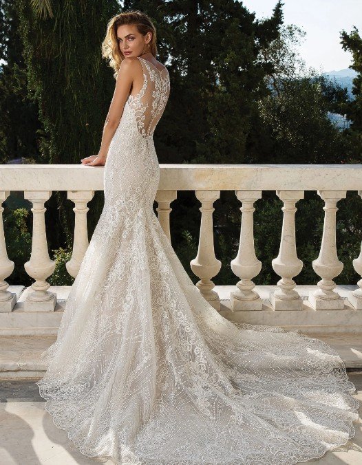 Private Label "Seraphina" (A&V by Justin Alexander 88088) Geometric Lace Wedding Gown – Size 10 (SKU DMB060) - Image 3
