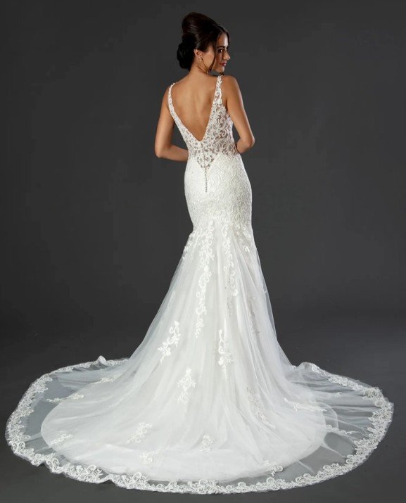 Private Label "Violet" (Style Stella 22517) Strapless Beaded Satin A-Line Wedding Gown with Pleated Accent Slit – Size 14 (SKU DMB032) - Image 2