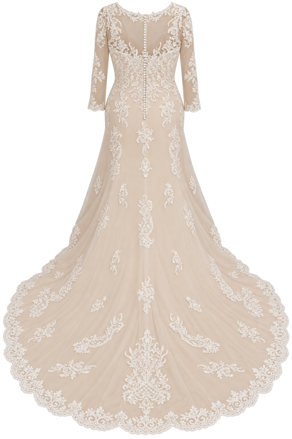The “Sally” Gown: Romantic Lace A-Line with Long Sleeves & a Dramatic V-Back - Image 2