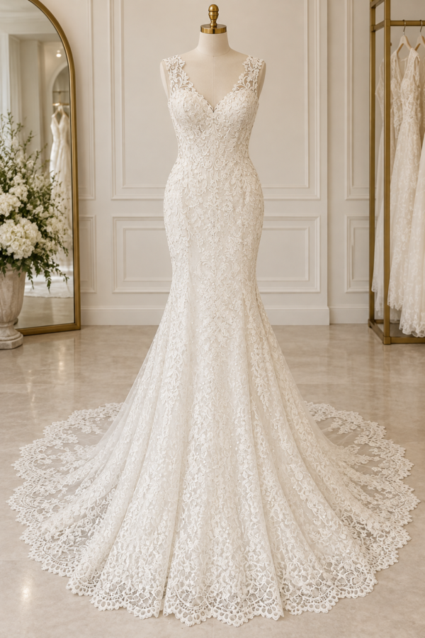 Ashley & Justin Atlantis Wedding Dress – Size 14 | Ivory Lace Mermaid Bridal Gown