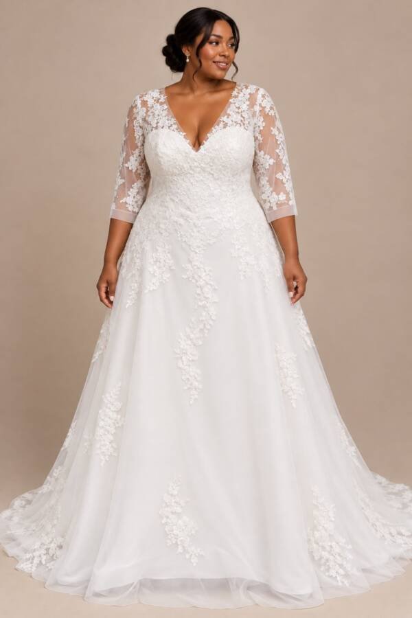 The “Abby” Gown: Romantic Lace, Soft Tulle & Effortless A-Line Elegance