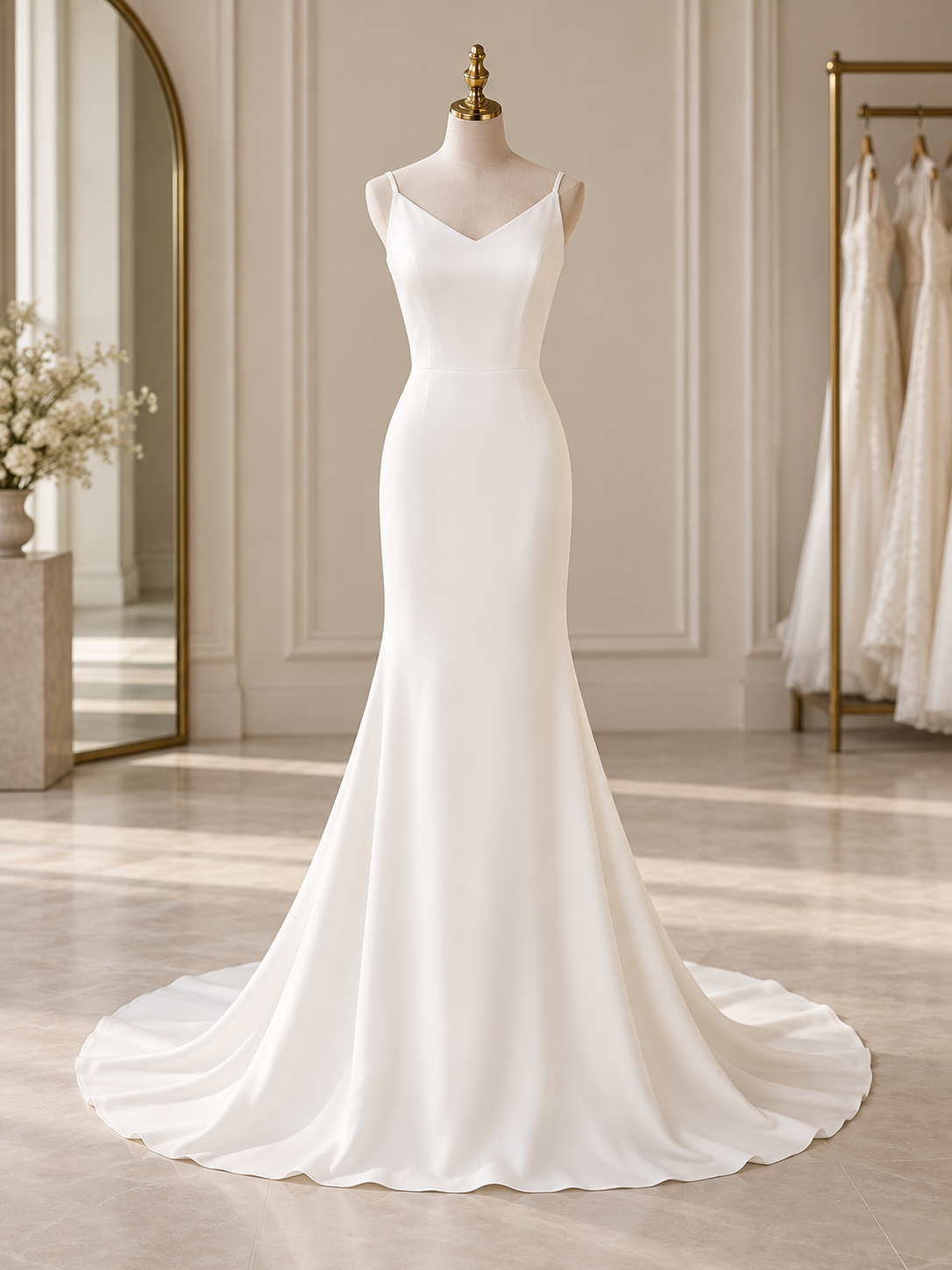 Adela Neve Wedding Dress – Size 4 | Minimalist Ivory Crepe Mermaid Bridal Gown - Image 4