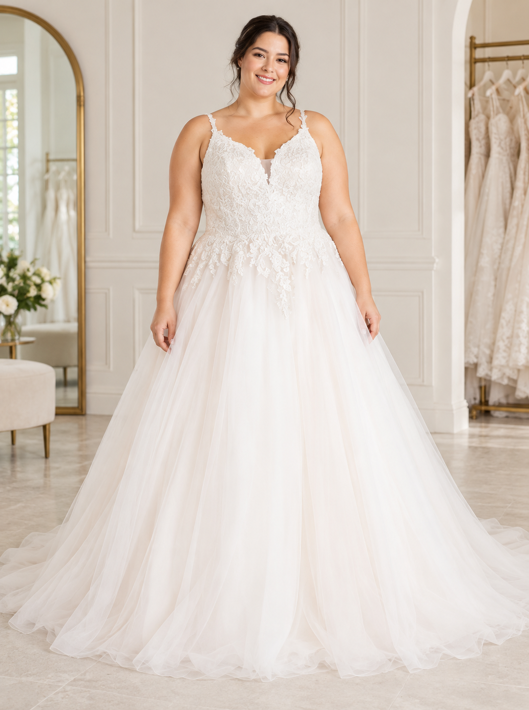 Blush Wedding Dress – Size 16 | Romantic Ivory Lace & Tulle A-Line Bridal Gown - Image 3
