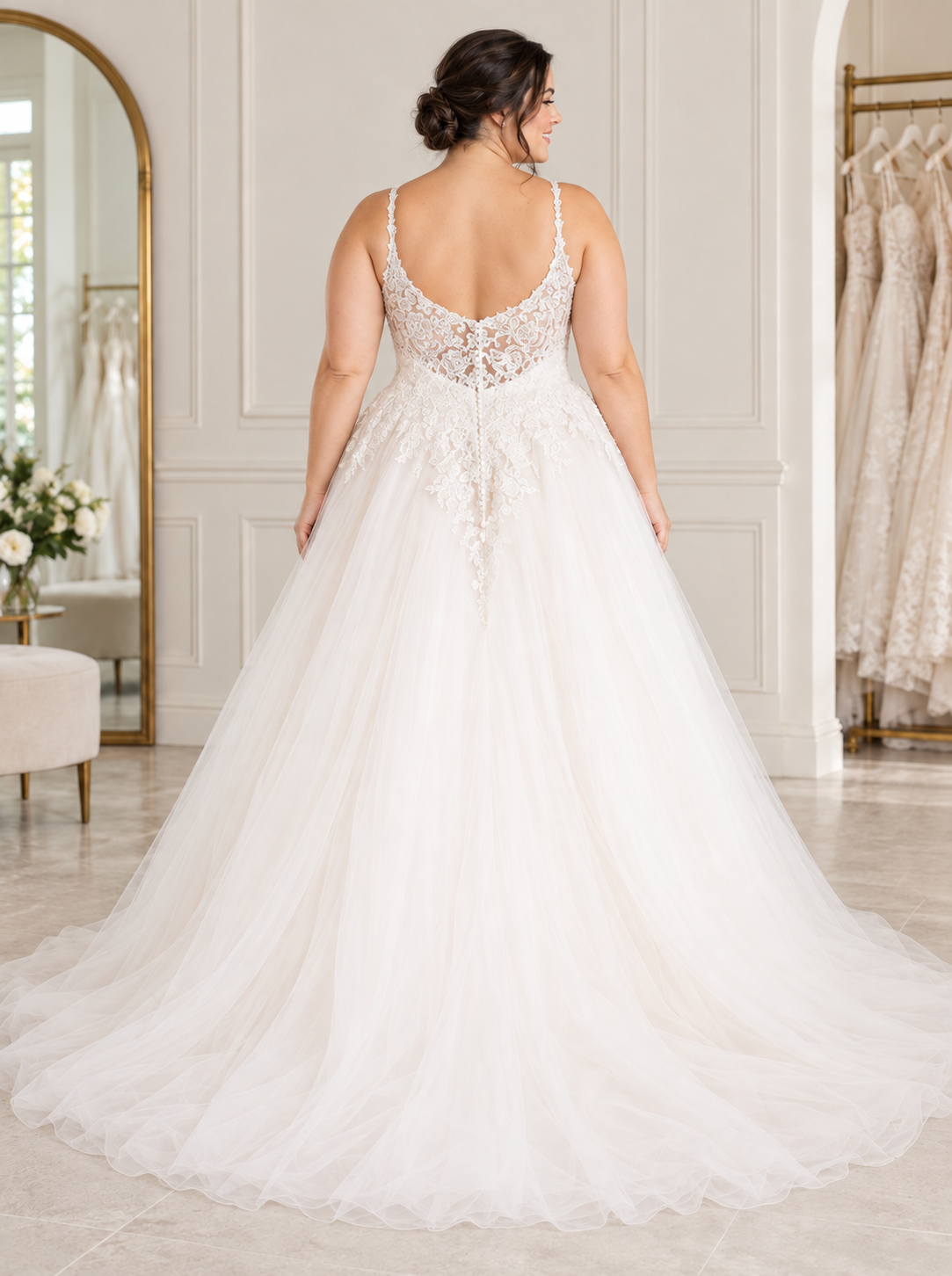 Blush Wedding Dress – Size 16 | Romantic Ivory Lace & Tulle A-Line Bridal Gown - Image 2