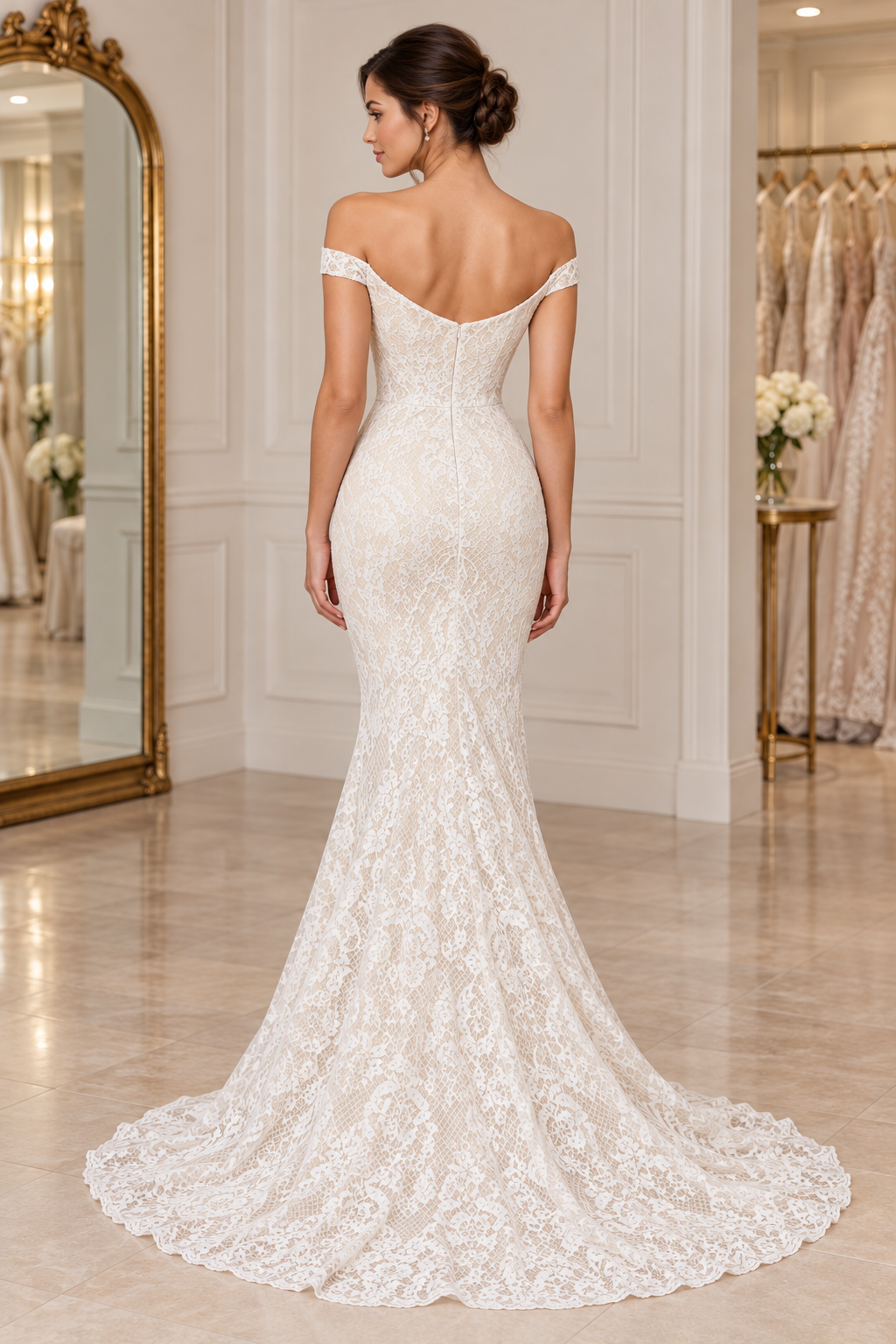 Clarisse Love Wedding Dress – Size 6 | Off-Shoulder Lace Mermaid Bridal Gown | Style 600109 - Image 3