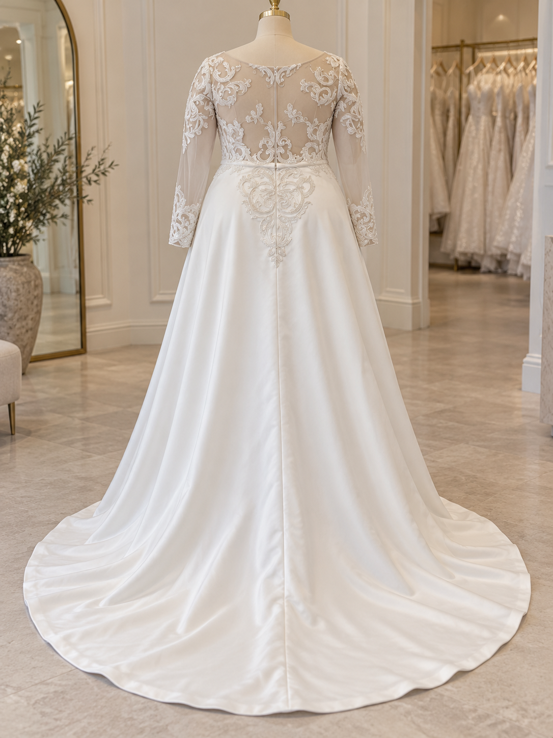 Adela Elena Wedding Dress – Size 22 | Ivory Long-Sleeve Lace A-Line Bridal Gown - Image 2