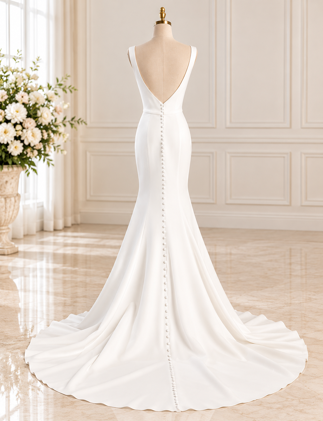 Faith Private Label Wedding Dress: Minimalist Crepe Square Neck Gown – Size 6 - Image 4