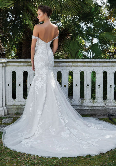 The “Mia” Gown: Romantic Floral Lace Mermaid with a Dramatic Buttoned Train - Image 6