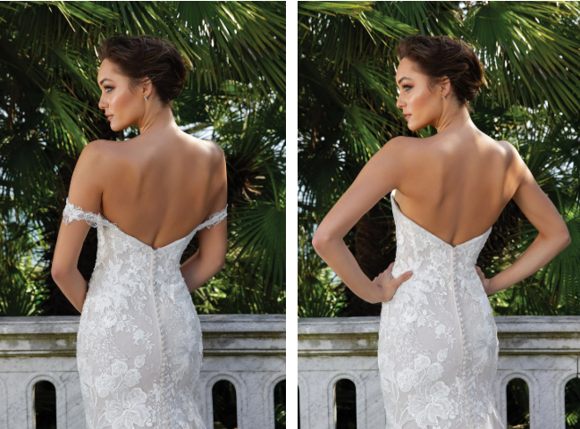The “Mia” Gown: Romantic Floral Lace Mermaid with a Dramatic Buttoned Train - Image 5