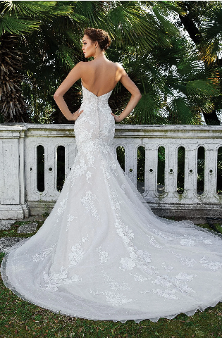 The “Mia” Gown: Romantic Floral Lace Mermaid with a Dramatic Buttoned Train - Image 4