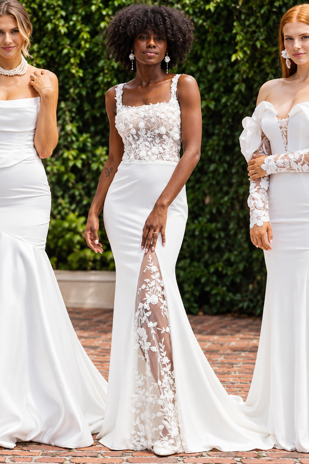 The “Violet” Gown by Faye: Modern Floral Illusion Bodice with a Sleek Crepe Silhouette - Image 3